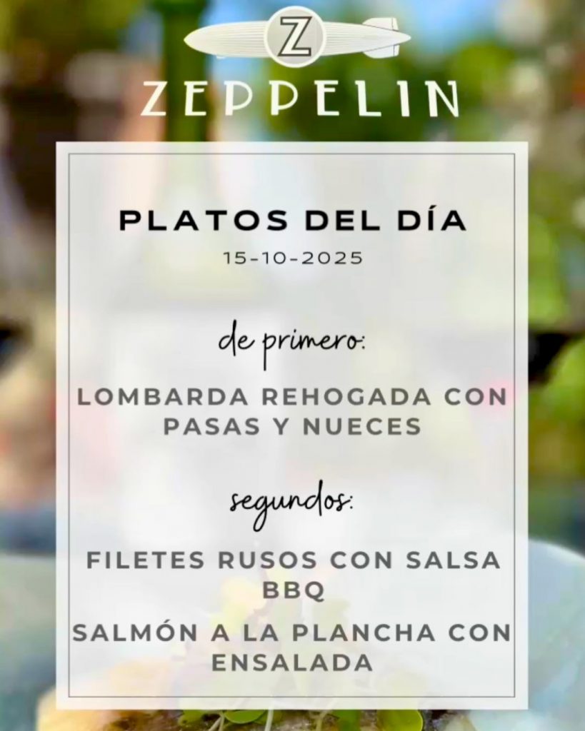 Carta del menú del día publicada en Instagram